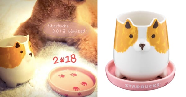 除了海鹽焦糖摩卡，還有超Q限定狗年柯基杯盤組，逛個星巴克就出不來了啦～