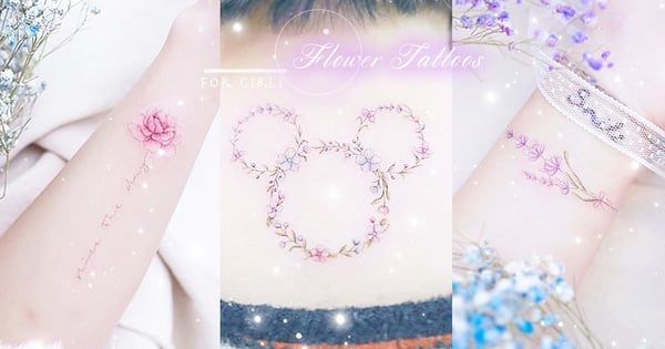 香港唯美浪漫花刺青必追蹤~透明水彩色+極細線條,是100分專為girls而誕生的tattoo啊~