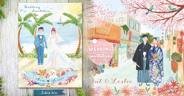 台灣超可愛手繪「插畫喜帖」～去潛水、一起旅行、穿古裝婚紗，她把新娘的夢想都徹底圓滿了～