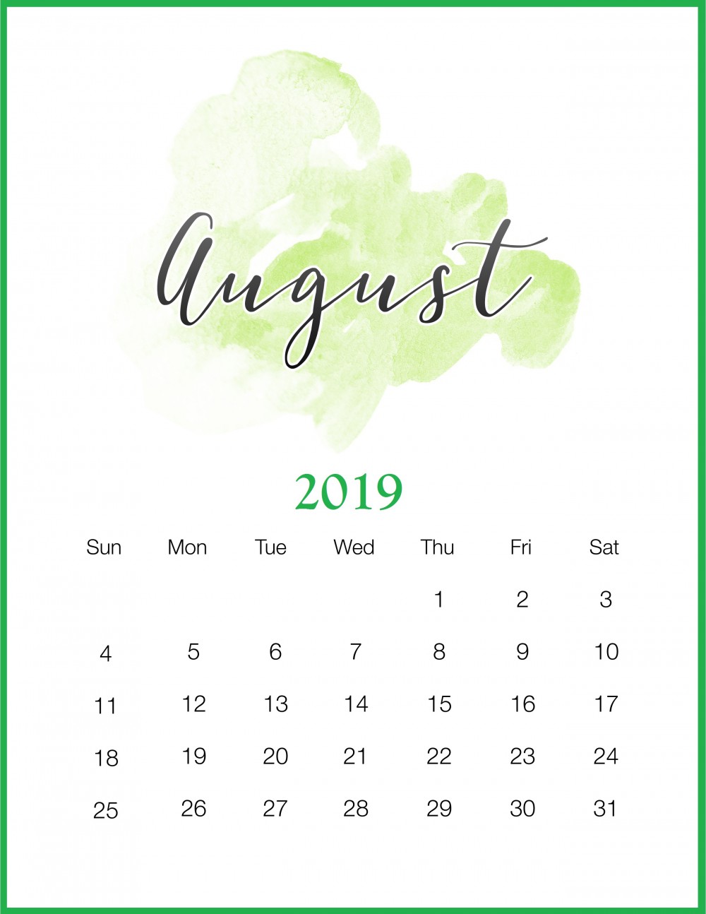 Watercolor-2019-August-Printable-Calendar