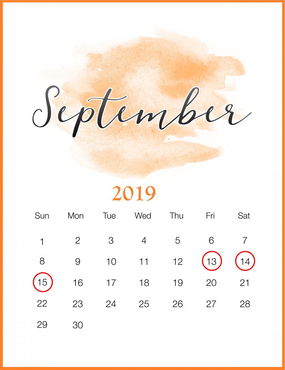 Watercolor-2019-September-Printable-Calendar拷貝