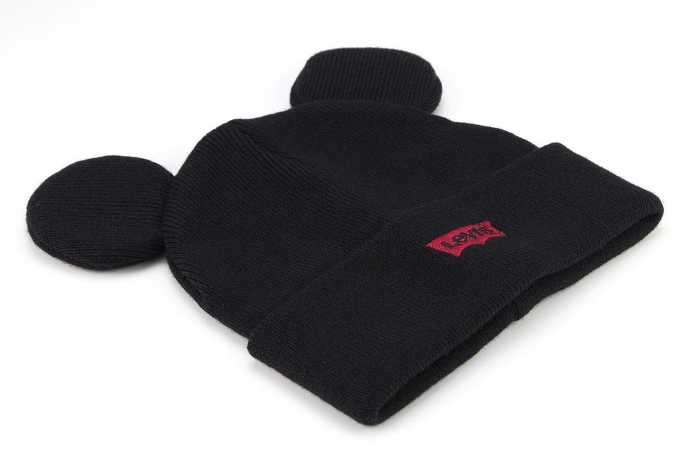 mickey聯名黑色遮耳毛帽-1539681224