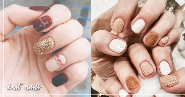 好有秋冬的感覺！熱搜16款「麻花針織、格紋、毛呢、千鳥格」毛衣美甲，就讓指甲跟著衣櫃一起換上秋裝吧♡