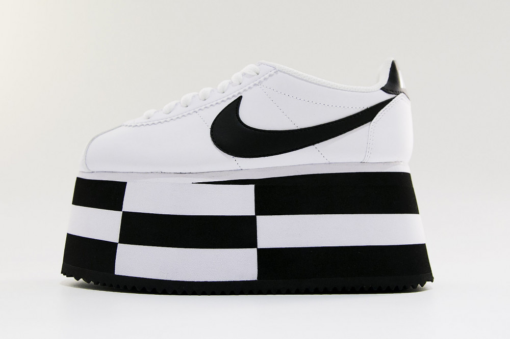 COMME des GARCONS x Nike Cortez最新聯名超厚底球鞋(白底拼接),NT$24,800。(團團精品 )-1