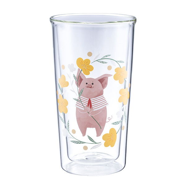 豬年迎春雙層玻璃杯,售價$480。容量:400ML。 (2)