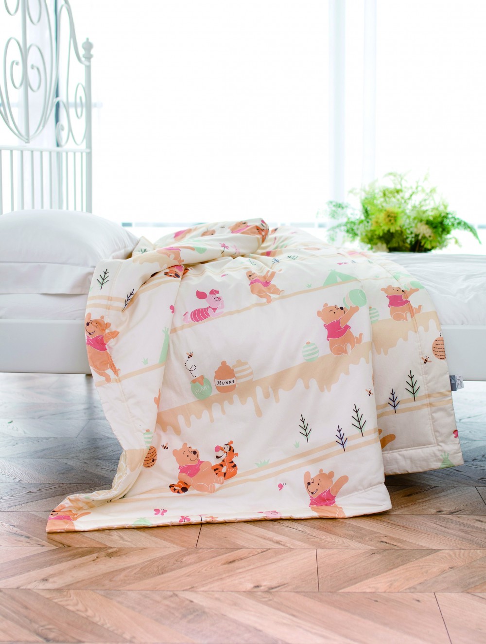 HOLA迪士尼系列維尼條紋純棉涼被-單人