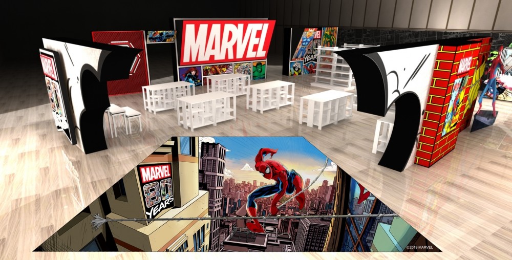 漫威80週年期間限定店 3D地貼示意圖
