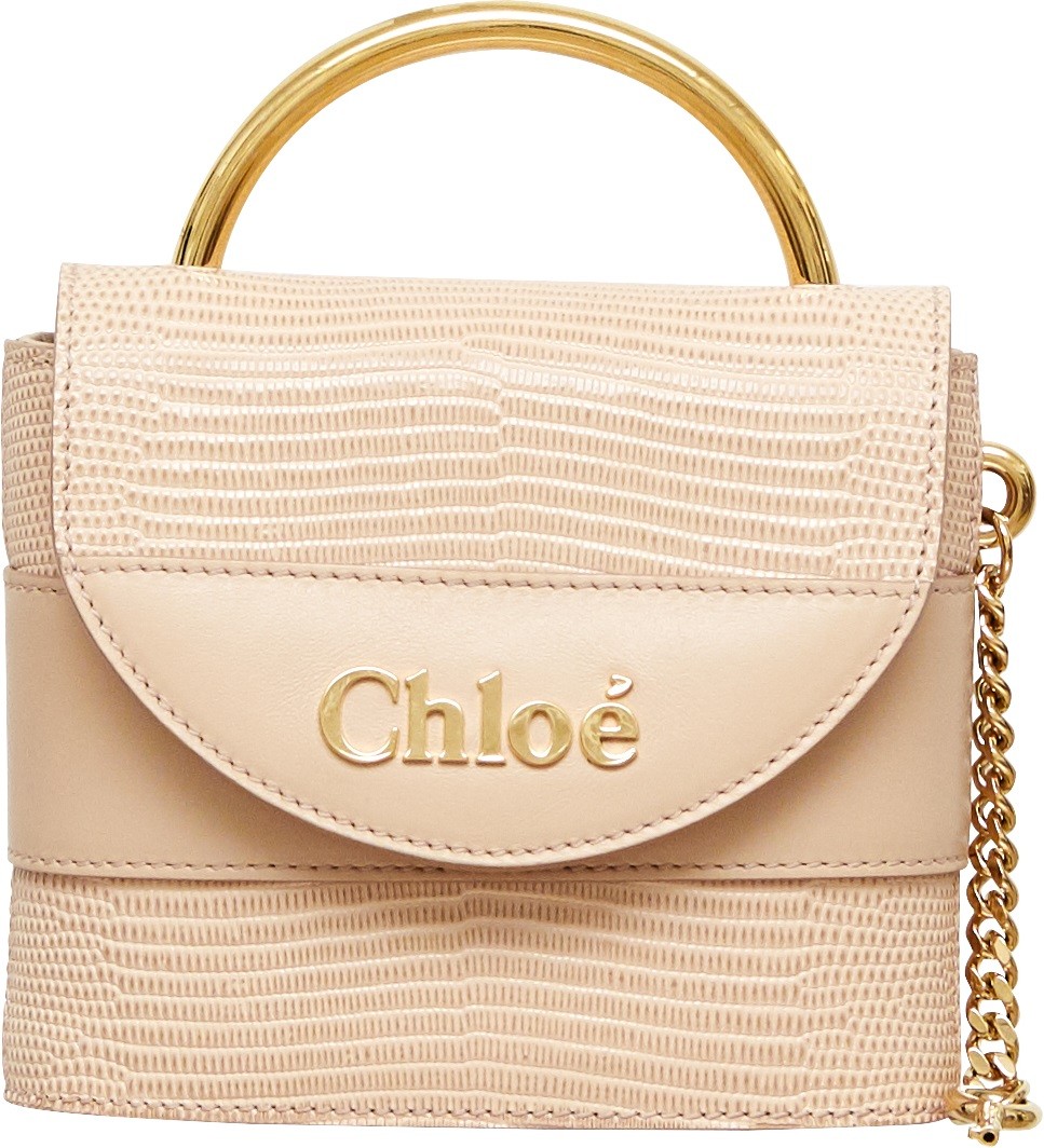 【林映唯配戴款】Chloé Aby Lock 蜜桃粉蜥蜴皮壓紋迷你鎖頭包,NT$53,200