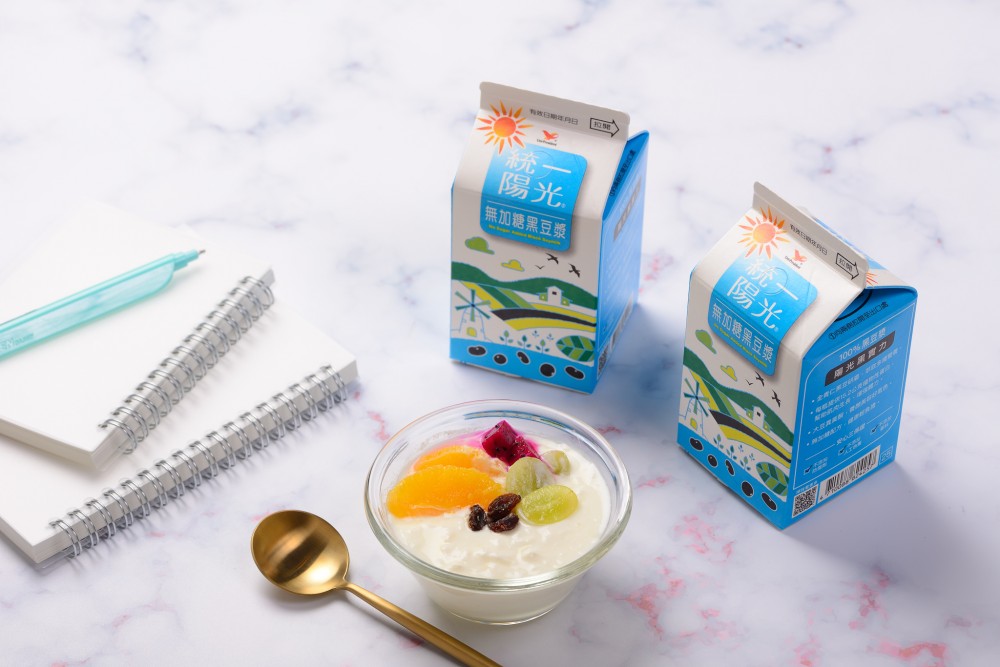 圖6、統一陽光無加糖黑豆漿的蛋白質搭配優格的益生菌, 讓妳「黑實力」順場plus