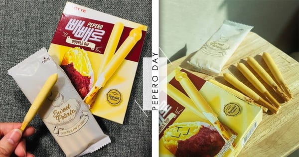 短短胖胖的Pepero也太可愛！韓妞正夯「2倍濃郁地瓜Pepero」～地瓜x白巧克力光聽就覺得好療癒