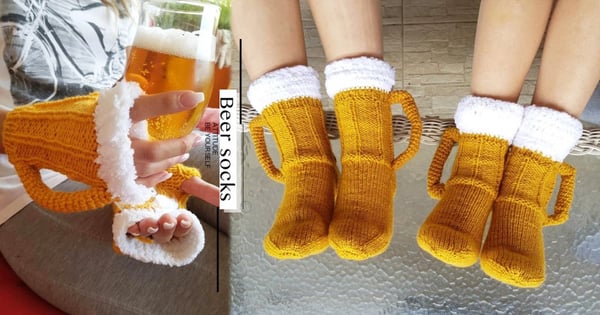 暢飲啤酒也不著涼!國外推出超獵奇「啤酒杯毛線襪&手套」~冬天喝啤酒也能好保暖