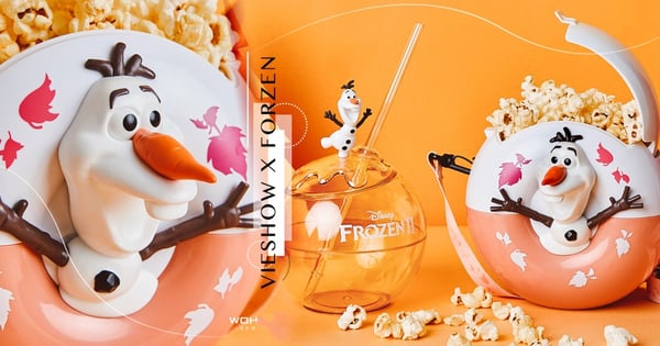 威秀影城X冰雪奇緣聯名第二彈!超萌「雪寶水晶杯+楓葉暖橘爆米花桶」必須收