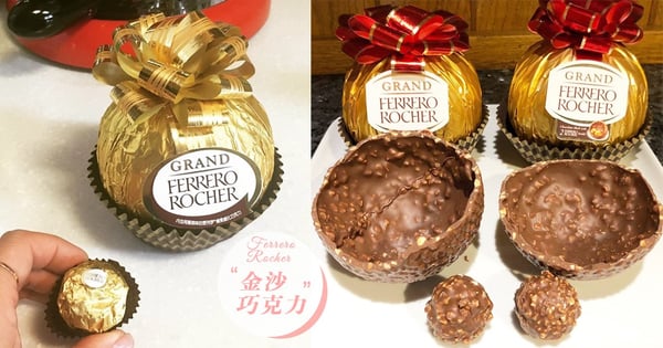 金沙花束Out！現在送禮正夯「巨蛋版金沙巧克力」～剖開裡面還有小金沙實在好可愛