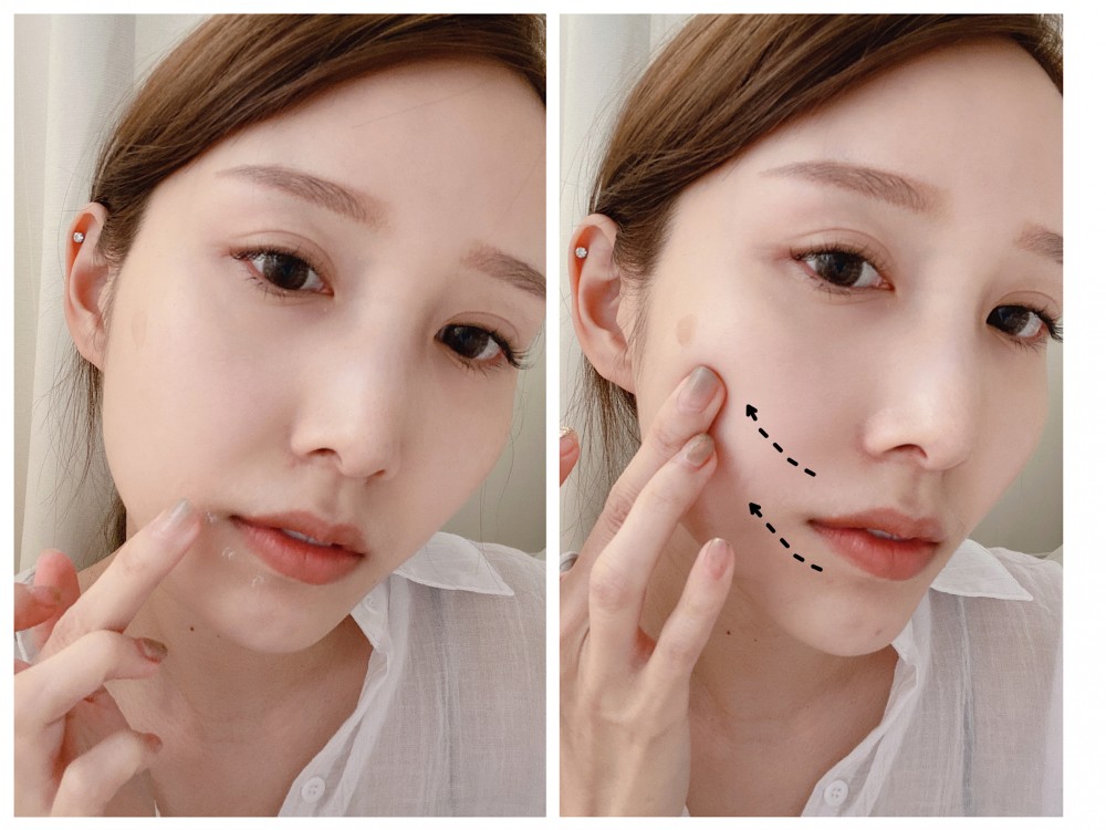 DEW水潤撫紋美容液按摩手法