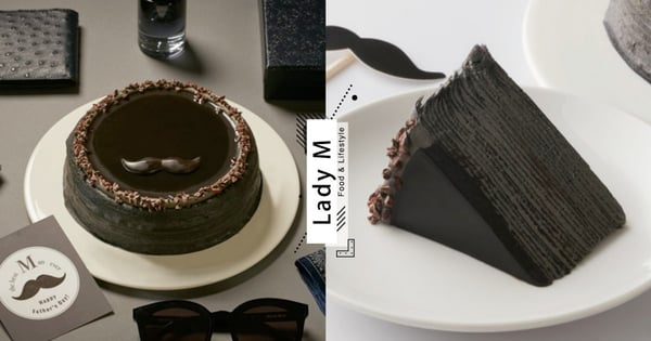 Lady M「竹炭咖啡千層蛋糕」回來了！堪成父親節最Man的蛋糕配上俏皮小鬍子～限量預購中
