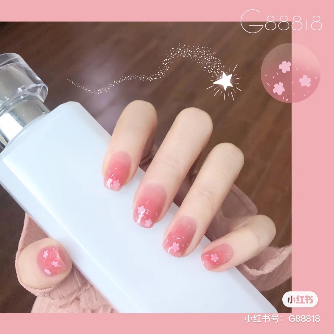 粉紅小花指甲