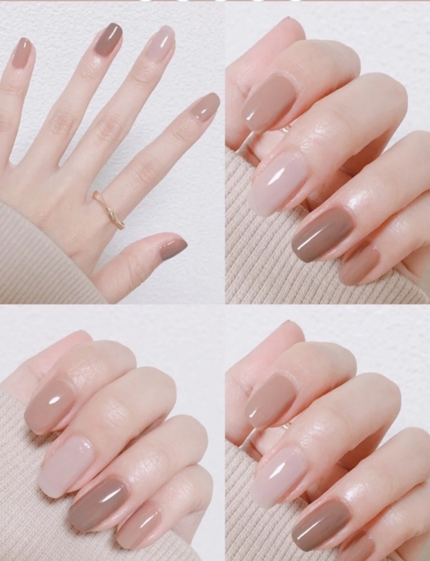 大地色跳色美甲