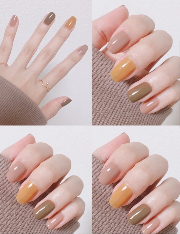 秋冬不同跳色美甲