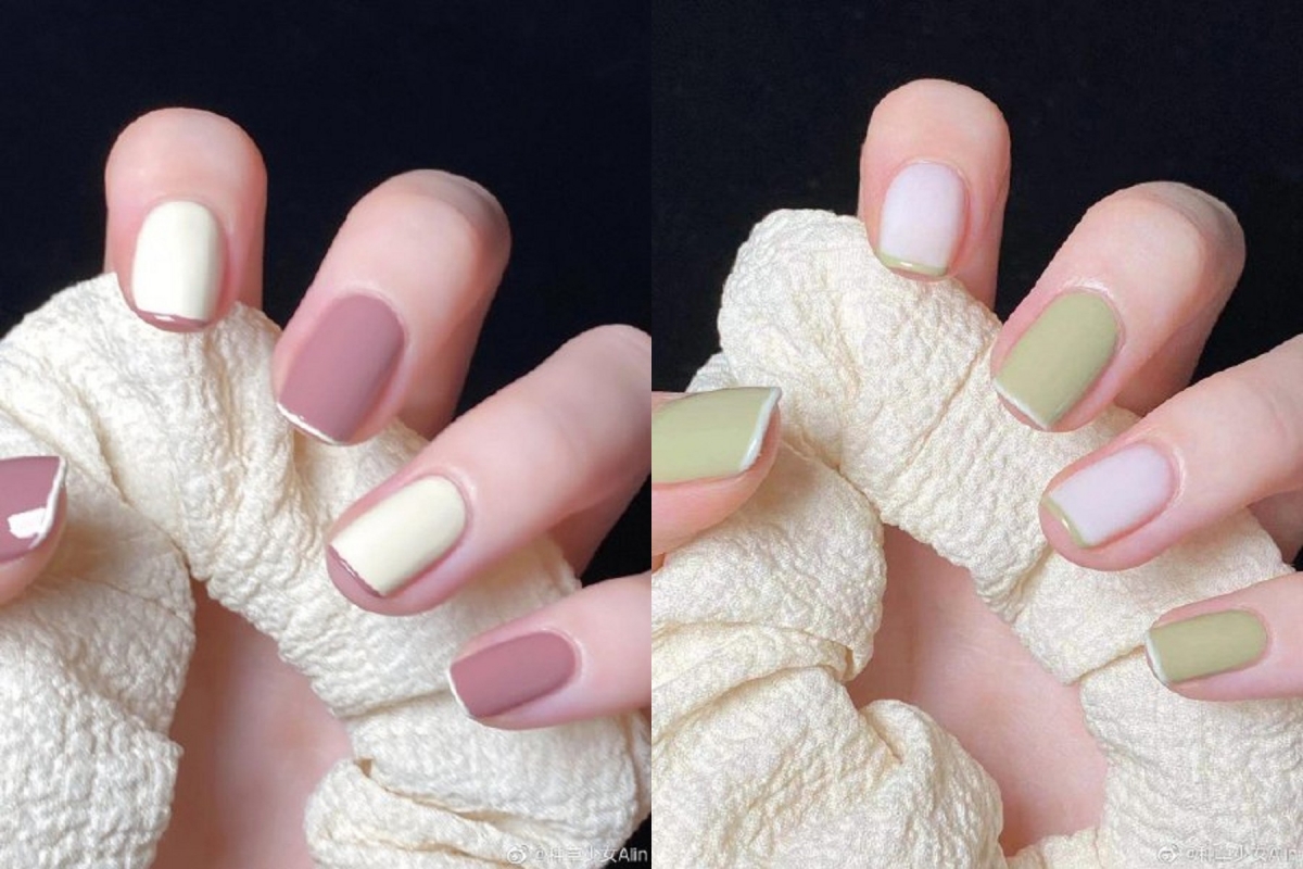 白色跳色美甲