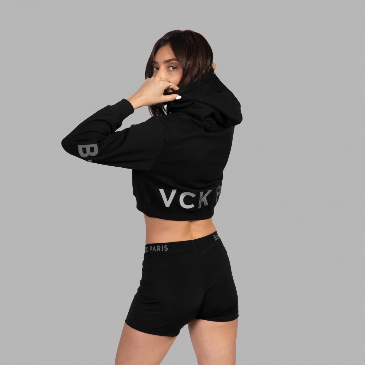 BLVCK PARIS 灰標LOGO連帽衫(女款)