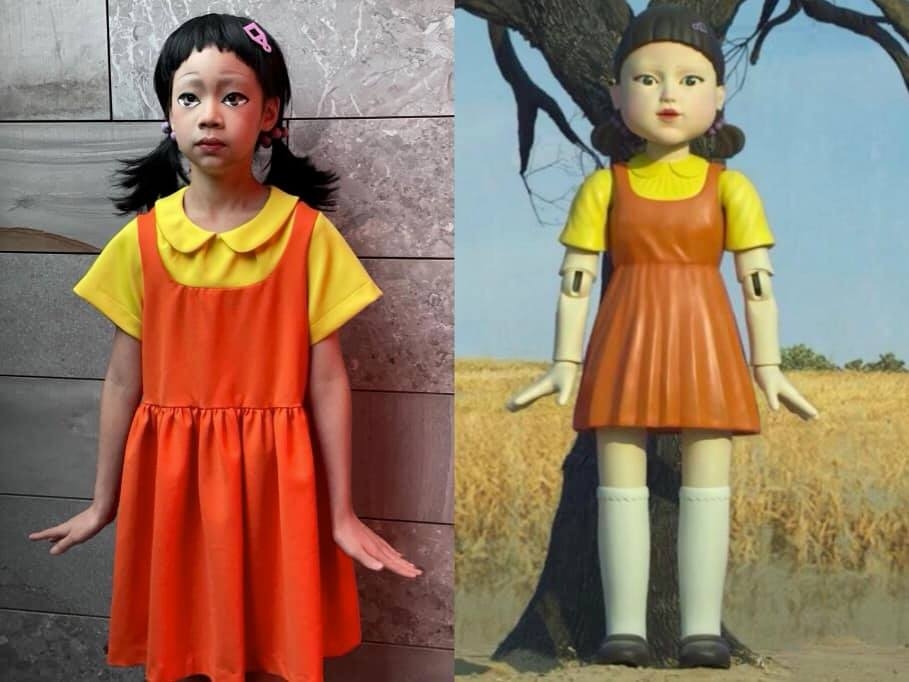 小S女兒許老三萬聖節辦《魷魚遊戲》木頭人娃娃