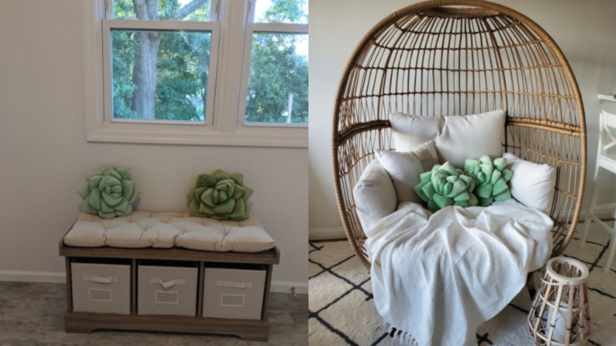 將多肉植物抱枕擺放在玄關，也非常吸睛。