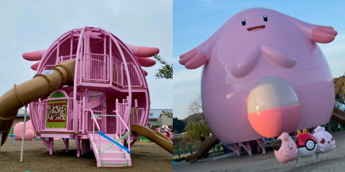 公園內的「吉利蛋本體」是一座兒童溜滑梯。