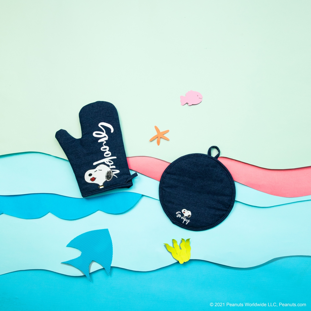 康是美SNOOPY潮玩藝術丹寧隔熱墊組