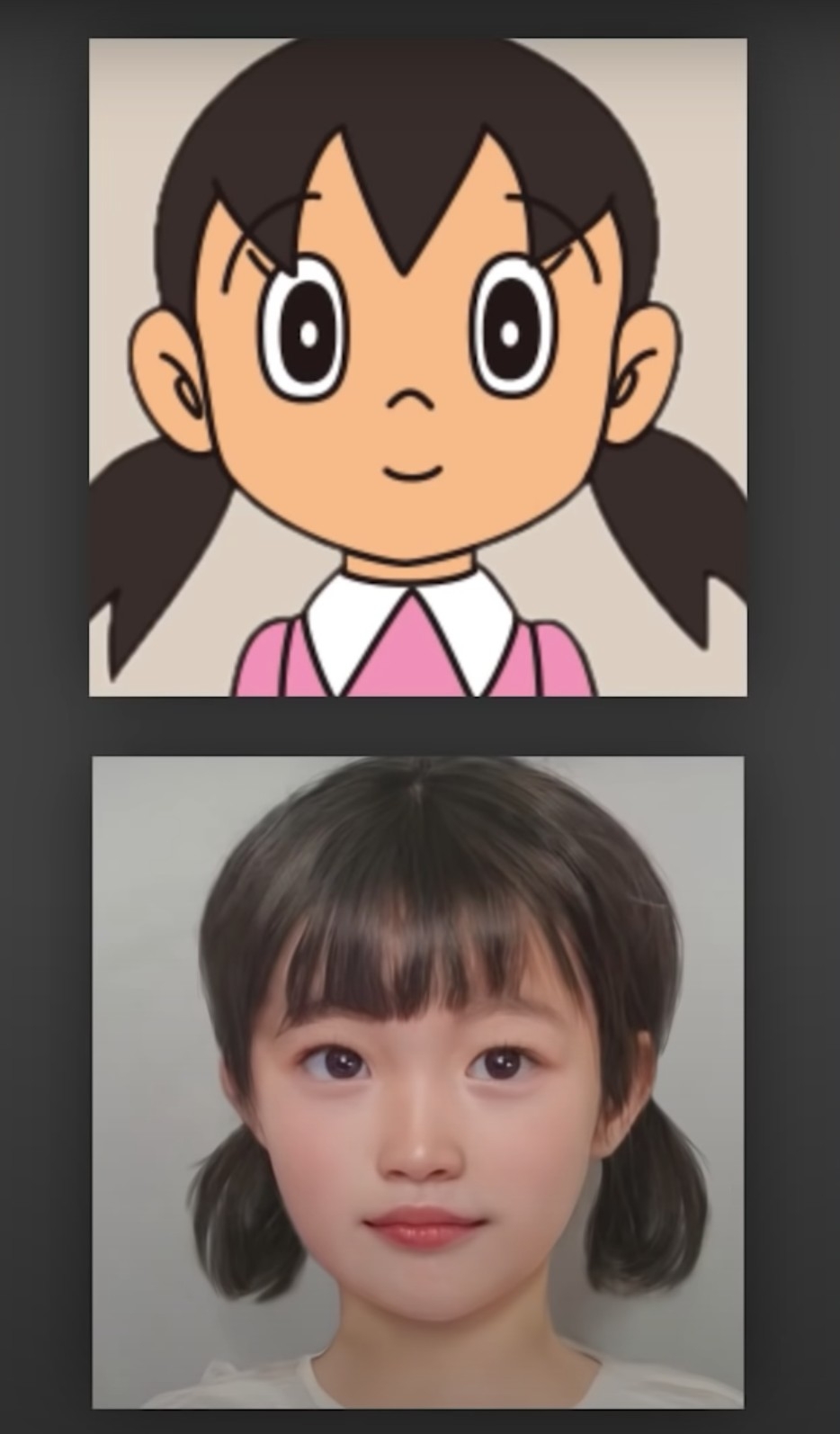 靜香透過AI真人化之後，模樣超萌。