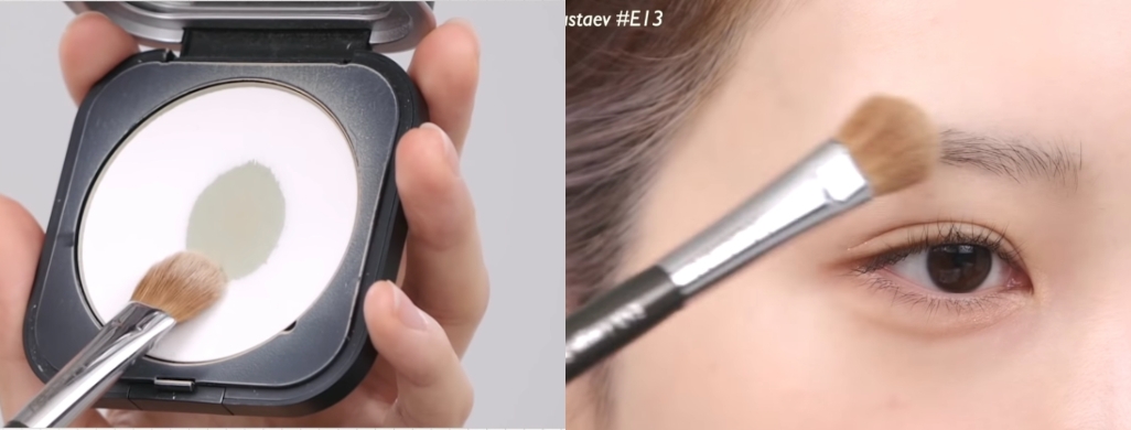 用蜜粉吸油避免眉彩結塊