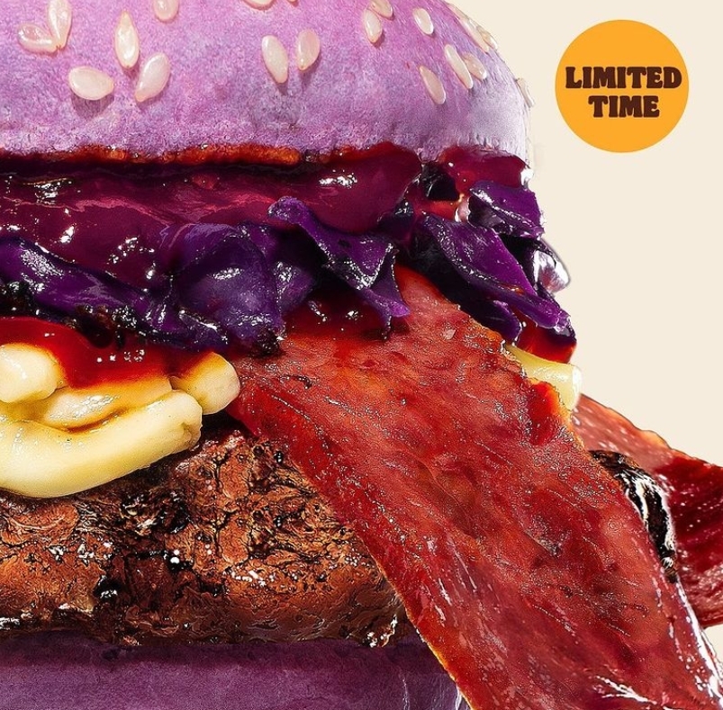 漢堡王紫色漢堡細節