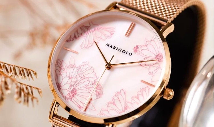 MARIGOLD Happiness 手繪花金屬腕錶