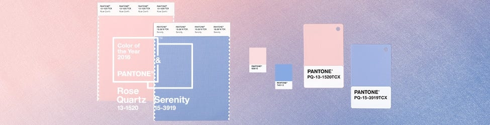 2016Pantone「寧靜粉藍(Serenity)」和「玫瑰粉晶(Rose Quartz)」
