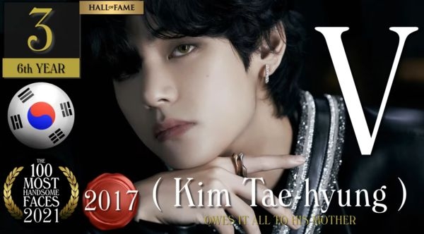 防彈少年團的「V」獲選第三名。