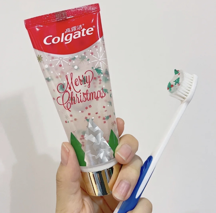 高露潔聖誕節慶款牙膏#即溶造型亮片點綴