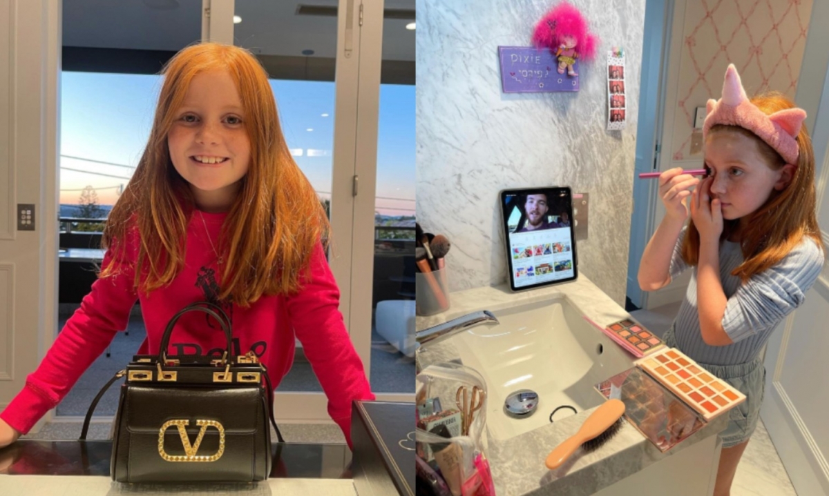 皮克希才10歲就擁有自己的車、自己的名牌包，讓部分網友認為她父母的教育不太洽當。