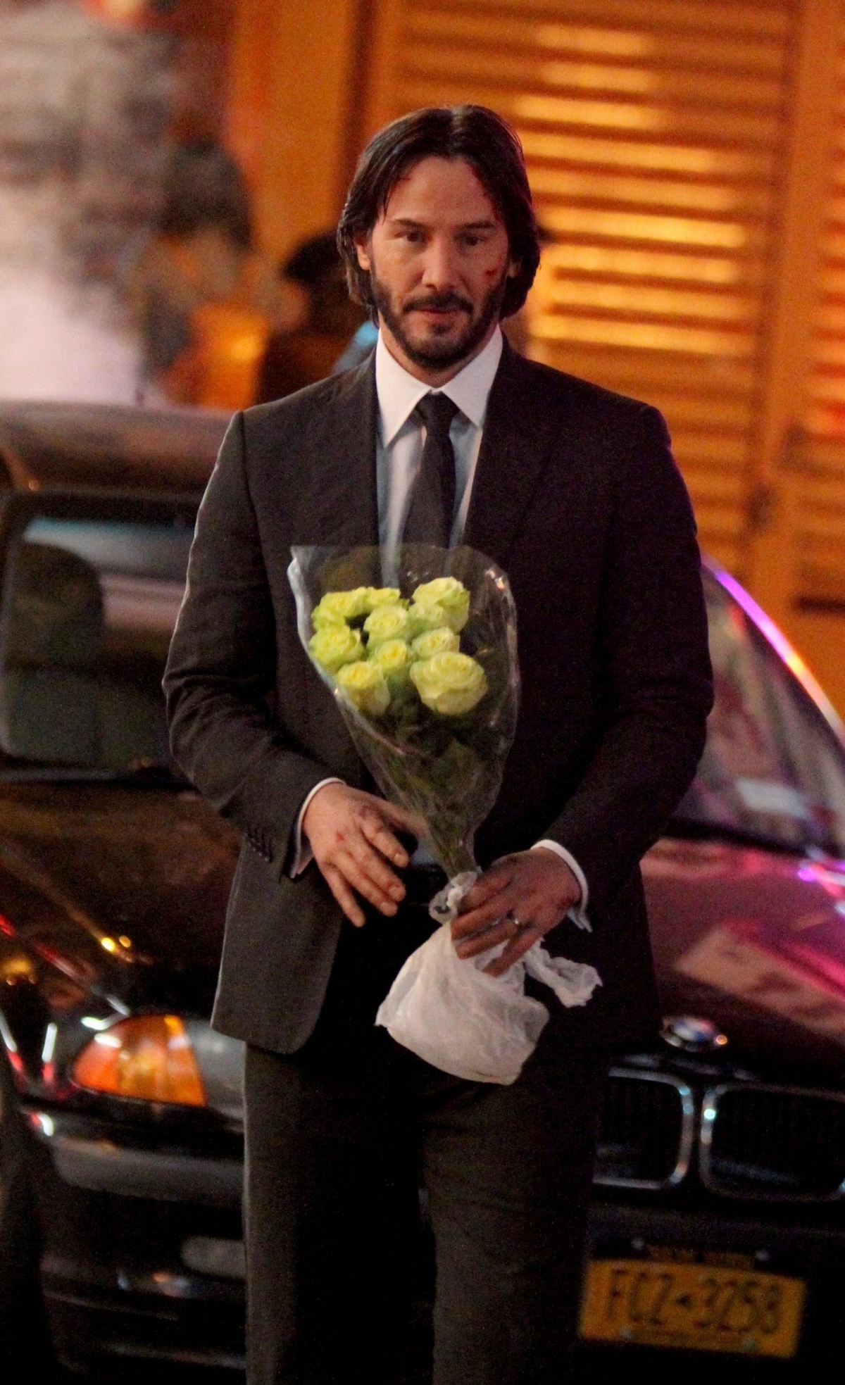 基努李維在片場曾收到粉絲送上的鮮花