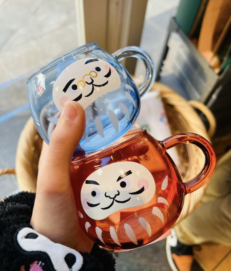 透明橘、透明藍達摩對杯