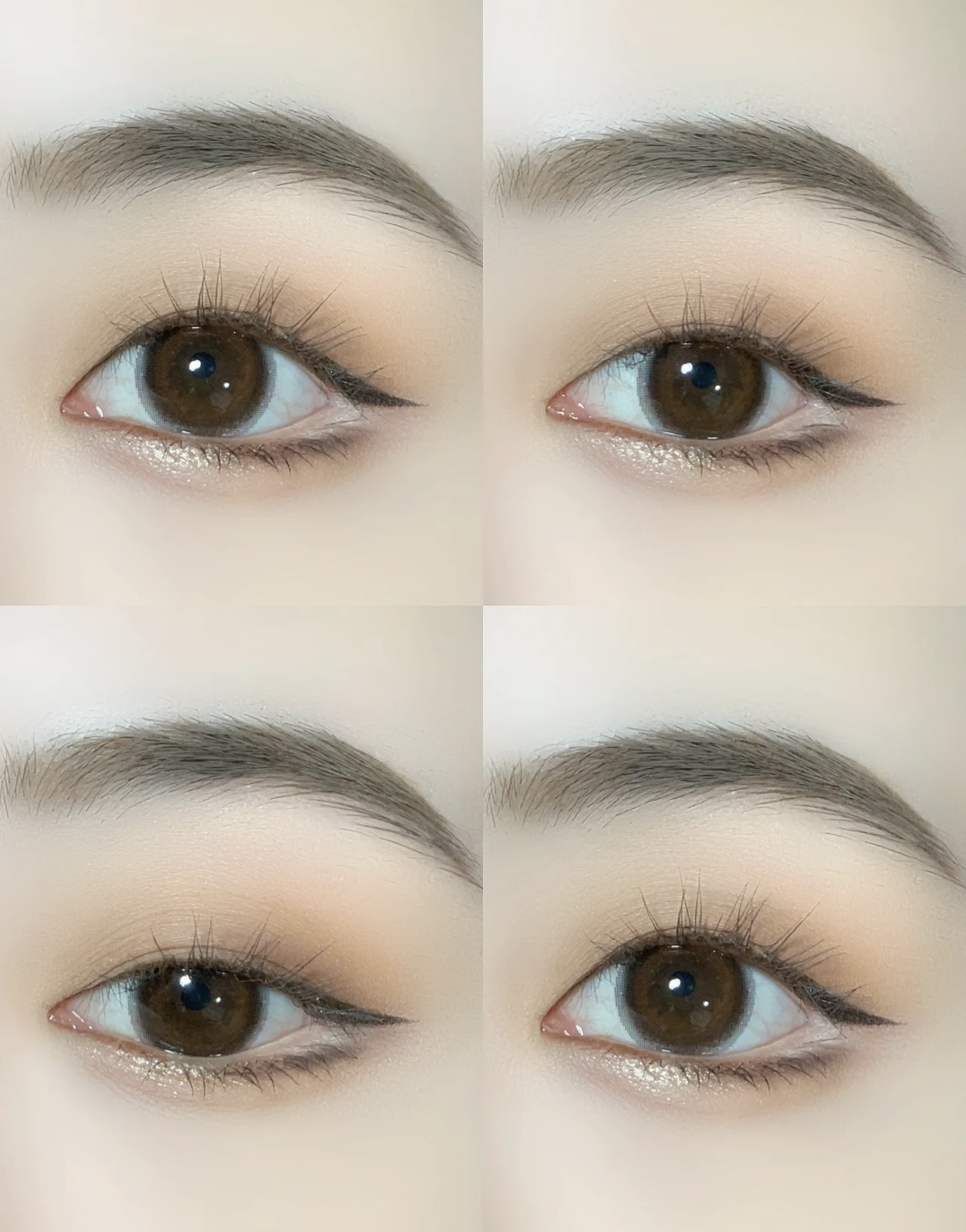 下眼瞼位置用咖啡色眼影或是棕色眼線筆向眼尾處平拉,記得眼瞼處要留白