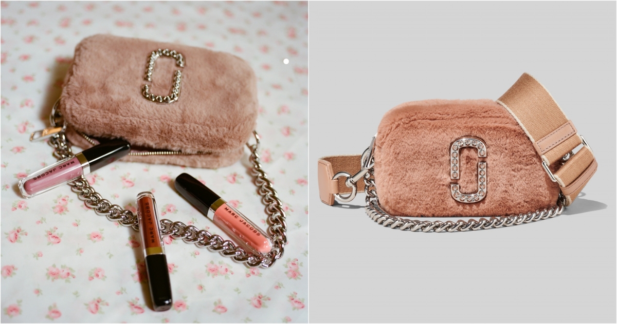 Marc Jacobs 乾燥玫瑰粉絨毛版Snapshot相機包 ,NT$17,900