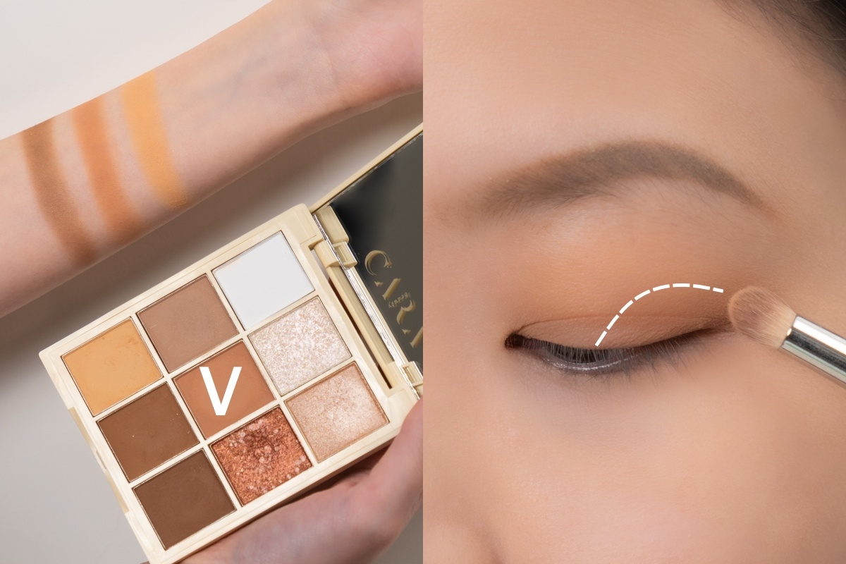 霧面眼影眼妝配色STEP2:中間色過渡暈染