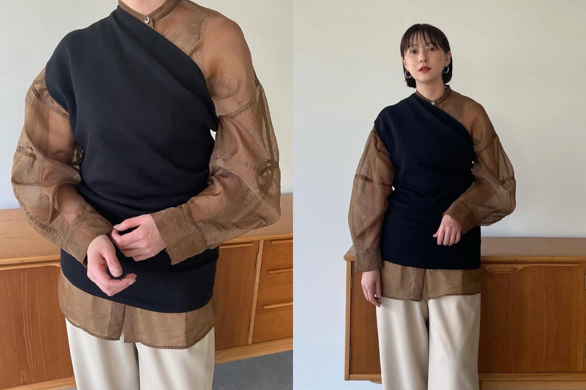 獨特的設計使簡單配色的服裝變得不凡。
