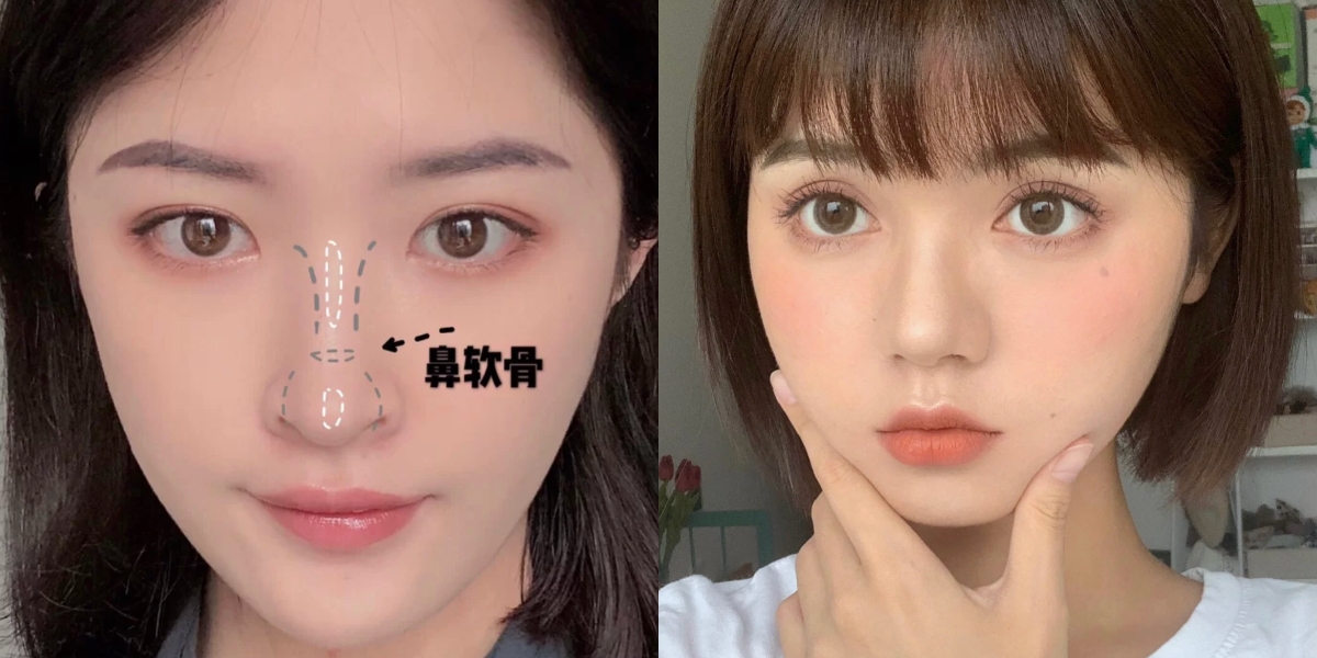 不同鼻型鼻影修容技巧4:扁平鼻