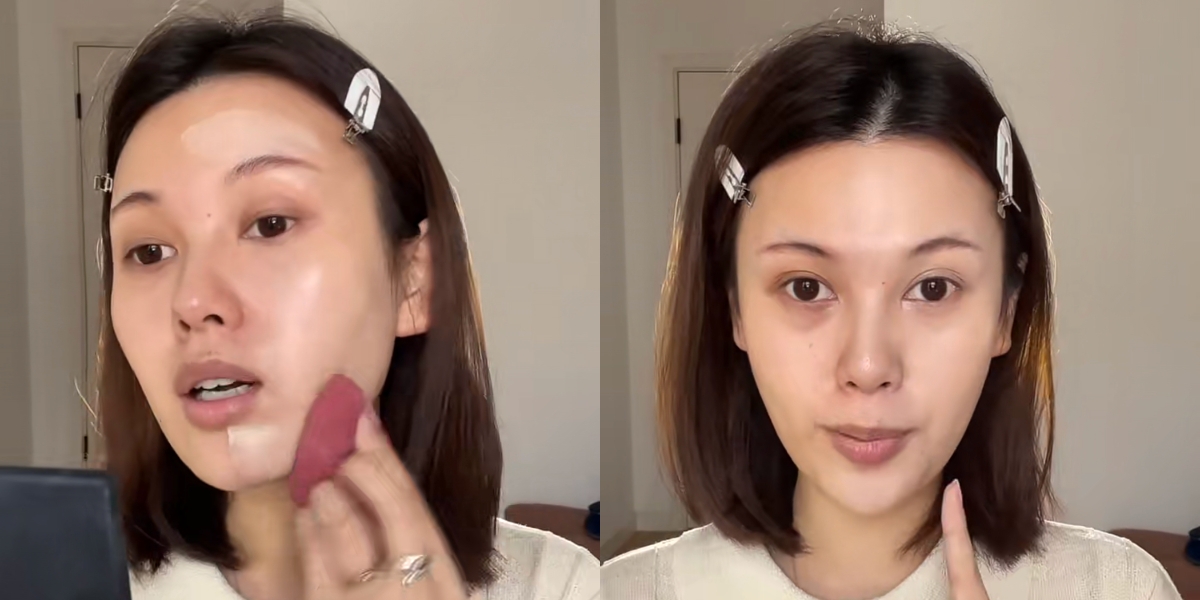 將全臉均勻上一層底妝,完妝後就能清楚觀察出自己的臉部凹陷位置
