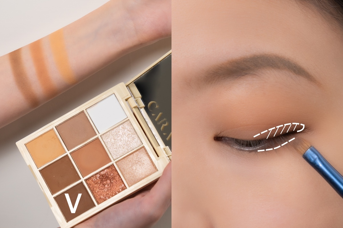 霧面眼影眼妝配色STEP3:深色眼影加深眼尾、下眼瞼