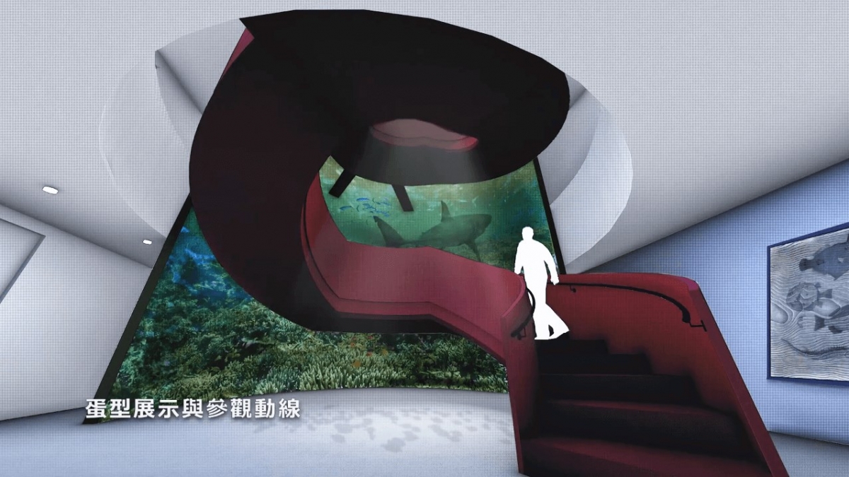 蛋型旋轉樓梯貫穿樓層