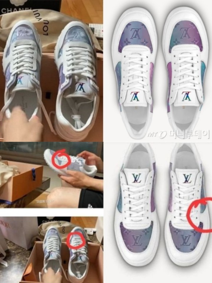南韓網友翻出宋智雅的YouTube影片,找出一段她送給爸爸LV球鞋的片段,質疑球鞋本身也是假貨。
