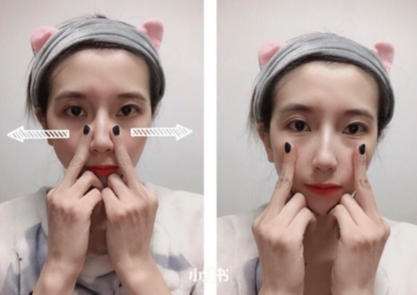 瘦臉按摩步驟2：向外按摩改善高顴骨