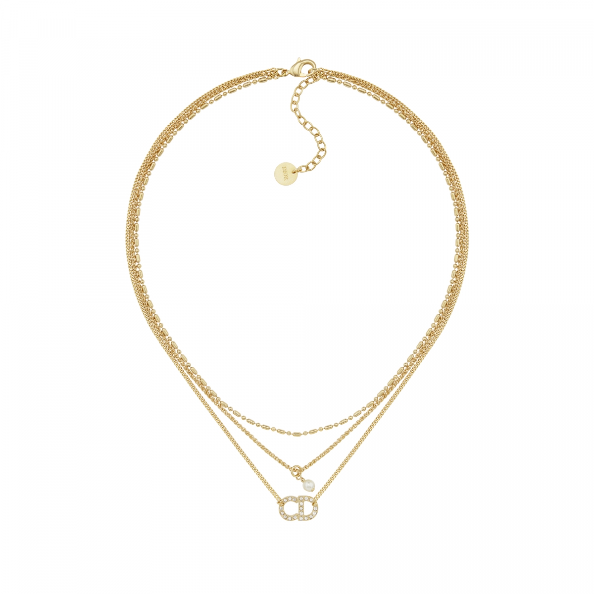 DIOR Clair D Lune 金色金屬珍珠水晶多層次項鍊，NT25,000