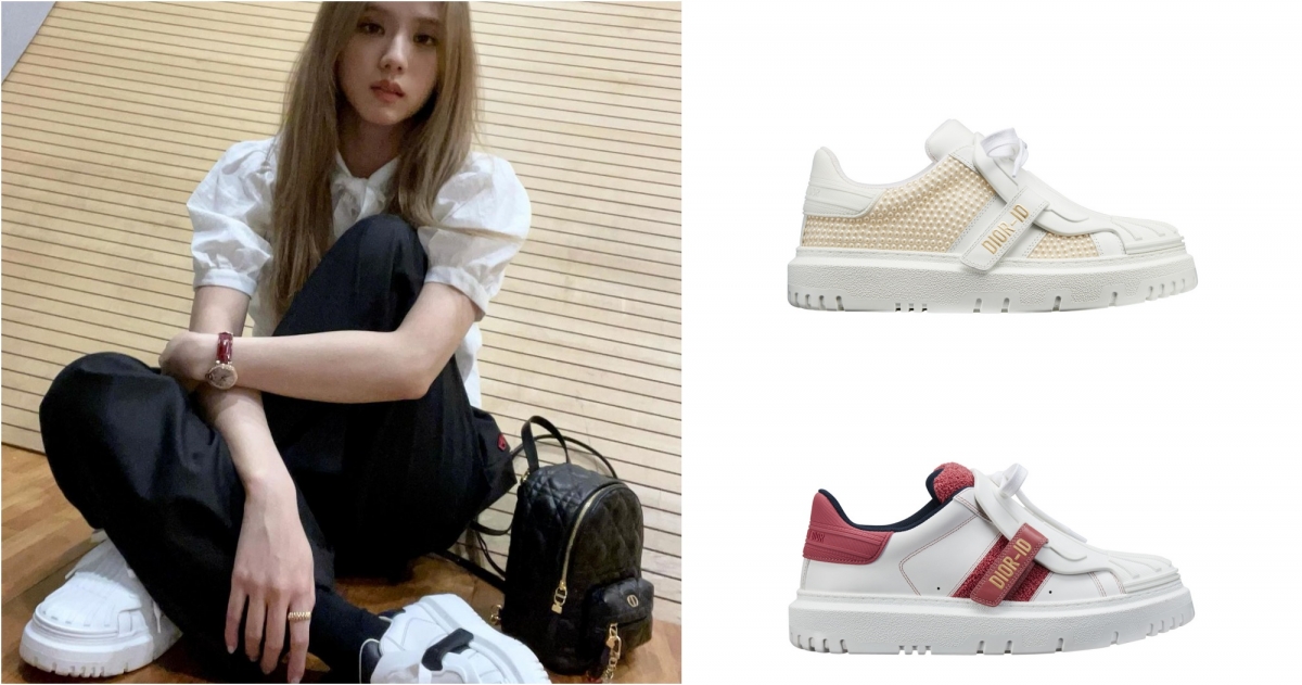 Dior-ID 白色小牛皮與米色珠飾 Logo 休閒鞋,NT$50,000_Dior-ID 白色飾粉色 Logo 休閒鞋,NT$36,000